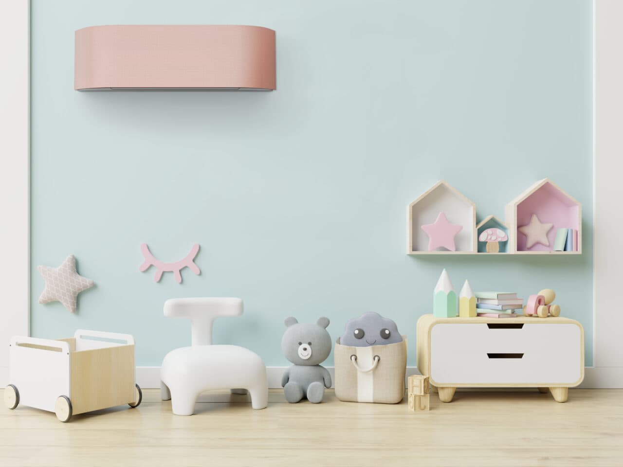 Mock up poster frame in children room,kids room,nursery mockup.